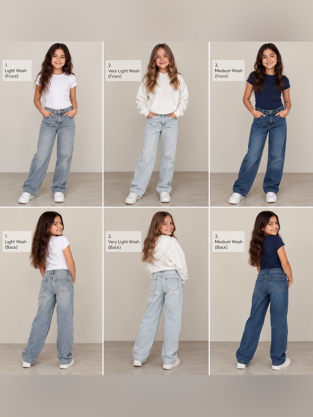 Bundle of 5 Girls Jeans Bundle 5 Pairs Size 11-12Y Assorted Denim Washes